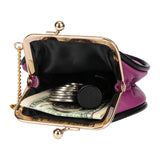 Royal Bagger Mini Coin Purse for Women Genuine Cow Leather Retro Kiss Lock Wallet Portable Clutch Storage Bag with Keychain 1494