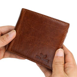 Royal Bagger RFID Blocking Short Wallets Genuine Cow Leather Vintage Coin Purse Large Capacity Male Card Holder 1471